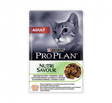 ПРО ПЛАН Влажный корм для взрослых кошек Purina Pro Plan Adult, ягнёнок, пауч, 85 г